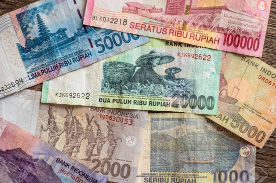 A close up of Indonesian currency